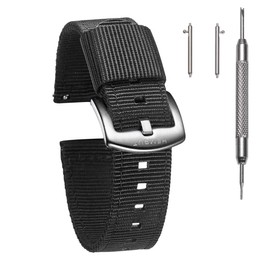 torbollo Extral Long Quick Release Watch Band for Big Wrists, Hard 24mm Watch Band for Big Wrist, Quality Nylon Strap and Heavy Duty Brushed Buckle Black