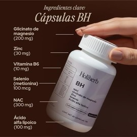 Holiherb Cápsulas BH | Suplemento para mujeres con Zinc, Selenio, NAC, ALA y Glicinato de Magnesio | Rinde 30 días | 2 cápsulas por porción