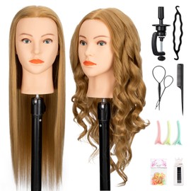 Mannequin Head 80% Human Hair 26"-28" Manikin Head Cosmetology Doll Head for Hair stly & Hairdresser Practice Head (#27 Light Brown)
