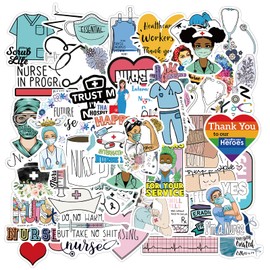 通用 50pack Nurse Angell Stickers White Angels Cartoon Stickers Water Bottle Stickers Car Bike Scooter Suitcase Phone Refrigerator Laptop Cup Motorcycle Walls Bedroom Furniture