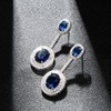 Cubic Zirconia Bridal Earrings for Wedding 925 Sterling Silver Blue