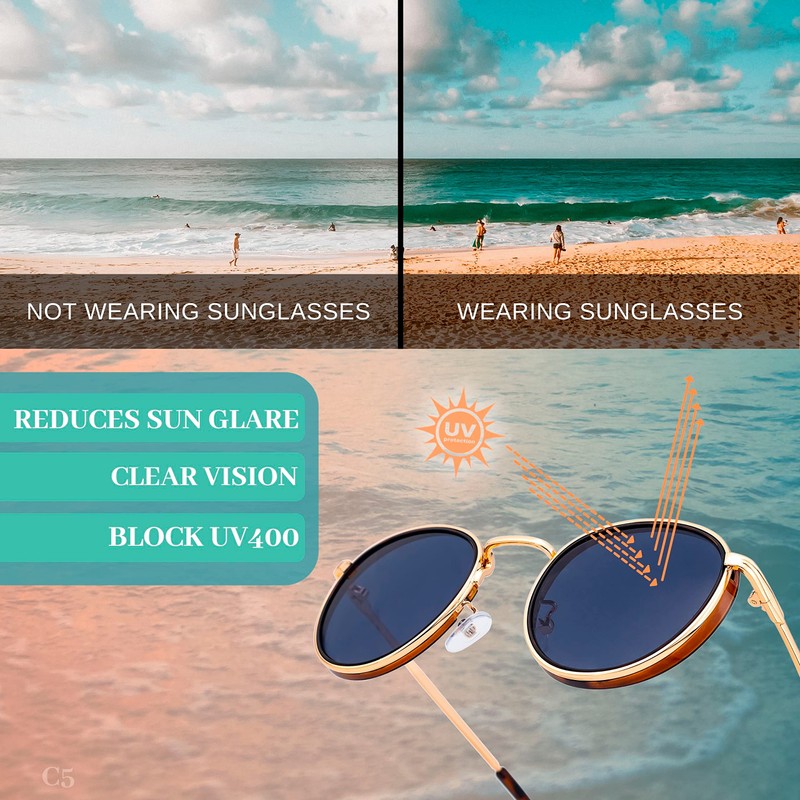 SQUAD Sunglasses for Men and Women Round Metal Size Small