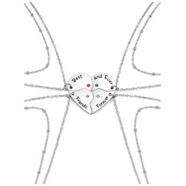 AllerPierce Fruendschaftkette Women's Heart Puzzle Pendant with Engraving - Best Friends Forever, Rhinestone Stainless Steel Layered Chain BFF Chains Love Friendship Gift for Girlfriend Sister