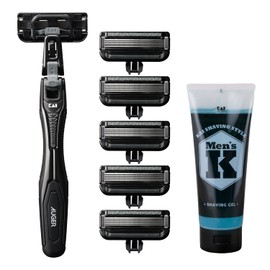 KAI AUGER Razor Set with Replacement Blades, Shaving Gel, T-shaped, 5-Blade Beard Shaver