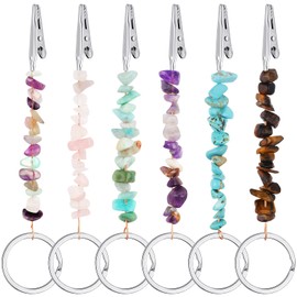 6 Pieces Credit Card Puller Gemstone Debit Bank Card Grabber Handmade Card Grabber for Long Nails Multi Use Credit Card Clip Touchless Atm Card Grabber for Women