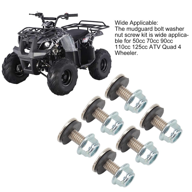 Mud Guard Bolt Washer Nut Screw Kit,16PCS M6 Thread Fixing