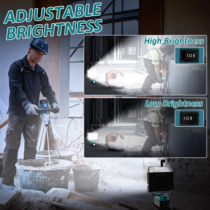 T-SUN LED Construction Spotlight for Makita 18 V, 100 W