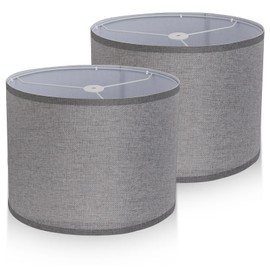 Filltown Lamp Shades for Table Lamps, Drum Light Shade 12.6" Diameter x 8.3" High Lamp Shades for Lampshades for Floor Lamps, Light Shade Bedroom, Harp Not Included, 2PCS - Grey