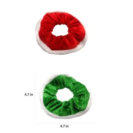 JNAWA 6pcs Christmas Red and Green Faux Fur Edge Hair Scrunchies Elastic Hair Bands Hair Christmas Accessories Hair Ties Ropes for Women Girls.
