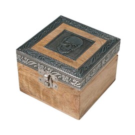 HAB & GUT -BOX053 Wooden Jewellery Box Skull 10 x 10 x 8 cm Skull Rustic Vintage