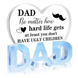 Dad Gifts from Daughter Dad Birthday Gifts，Gifts for Dad - Acrylic Heart Plaque, Birthday, Christmas Gifts for Dad, New Dad, Stepfather, Best Dad Gifts，Retirement Thank You Gifts Fathers Day