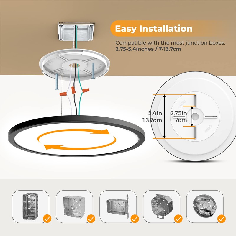 BLNAN LED Flush Mount Ceiling Light Fixture with Remote Control,
