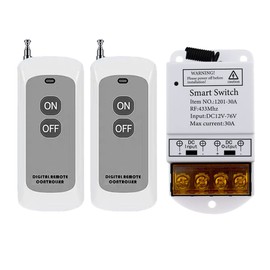 Qiulaofu High Power DC 12V 24V 48V 72V 30A 1CH 433MHz Remote Control Switch RF Relay Receiver and Transmitter for Car Horn Water Pump Lamp Electric Device Motor Cycles Control