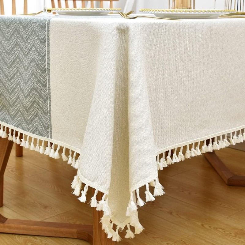 Yofori Cotton Blend Table Cloth for Square Tables Solid Embroidery