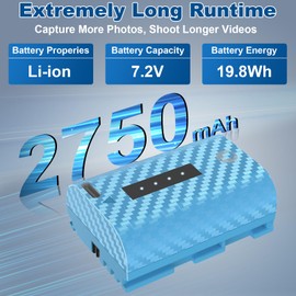 Artman 2750mAh LP-E6P Battery 2-Pack, Type-C Fast Charging,Touch Power Display, for Canon EOS R R5 R5 II R6 R6 II R7 5D II III IV 5DS R 6D 6D II 7D 7D II 60D 60Da 70D 80D 90D Cameras (Blue)