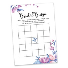 Inkdotpot 50 Floral Bingo Game Cards For Bridal Wedding Shower Bachelorette Party Bulk Blank Square Fill In Gift Ideas