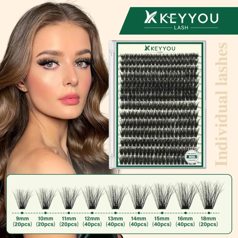 Kiyoulash 키요울래쉬 클러스터 3D 이펙트 속눈썹 280pcs 80D Curl 9-18MIX