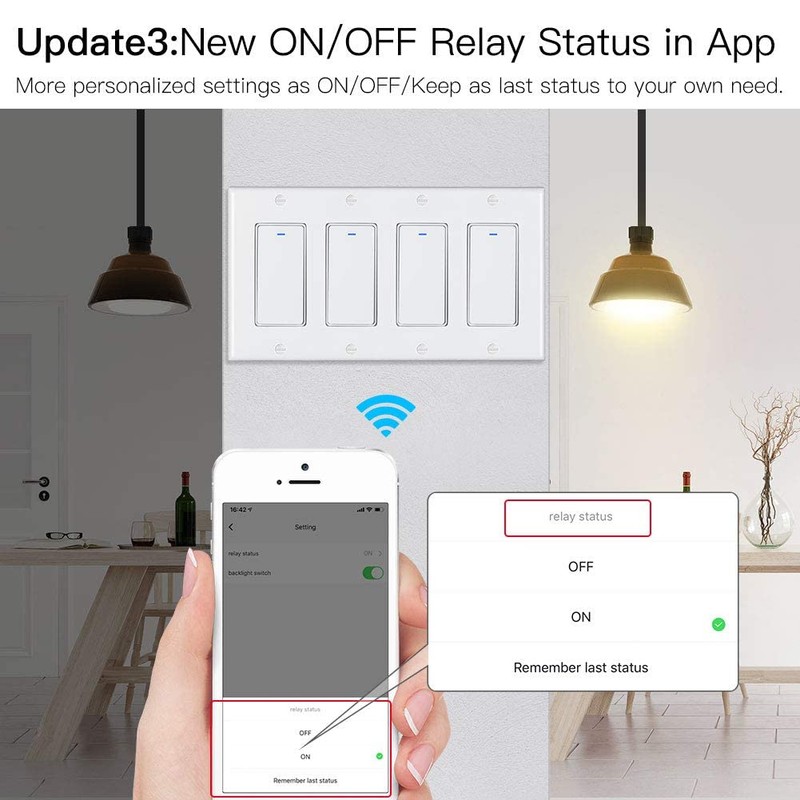 MoesGo WiFi Wall Push Button Smart Light Switch,Multi-Control, 2.4GHz WiFi