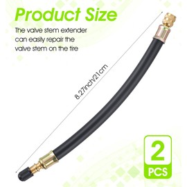 2Pcs Universal Flexible Tire Valve Extenders, 8.25 in Flexible Tire Valve Extension Stem Extension for Universal Cars Trucks Motorcycles Bikes, Easy Installation & Durable