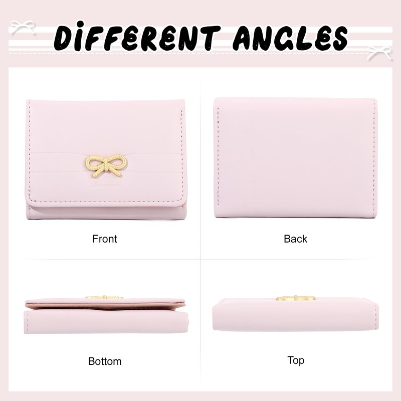 KUANG! Women Fashion Wallets Girls Cute Bow Small Wallet Aesthetic