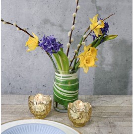 Richland Variegated Aspidistra Leaf 4" Ribbon Green & Cream 50 Yards