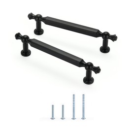 Sunlithor Pack of 10 Black Cabinet Handles Kitchen Furniture Handle Drawer Pulls Vintage 5 inch Overrall Length,3.75 inch Center to Center.