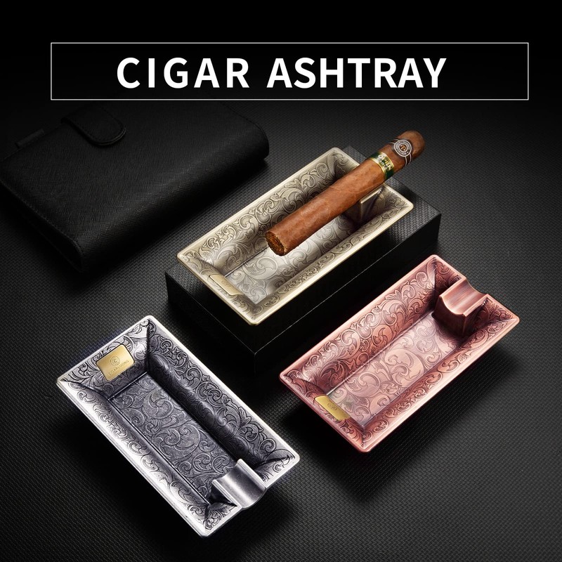 Stainless Steel Cigar Ashtray with Unbreakable Wide Ring Caliber Holder