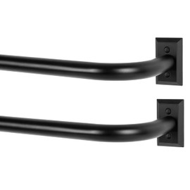 Black Wrap Around Curtain Rods,2 Pack Black Curtain Rods for windows 48 to 84 inch(4-7Ft),Adjustable Blackout Curtain Rod,1”Diameter Room Darkening Drapery Rods,Window Curtains Rod 48-90",Matte Black