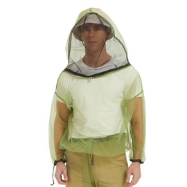 HENNCHEE Mosquito Jacket for Adults, Mesh Bug Jacket with Hood, Outdoor Protection Net Mosquito Proof Clothing with Carry Pouch XS