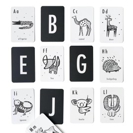 Wee Gallery Educational Flashcards for Babies, Double Sided Black and White Learning Flash cards, Animal Alphabet Cards for Visual Stimulation and Cognitive Development of Infants and Toddlers