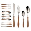 Uniturcky 16 PCS Stainless Steel Flatware Set with Wood Handle,