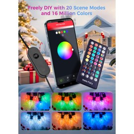 Brightown Smart C9 LED Christmas Lights Outdoor House, 66Ft 100 LED RGB Christmas Pathway Lights with 58 Preset Modes, App or Remote Control, Music Sync, Memory and Timer Function for Indoor/Outside