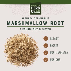 Monterey Bay Herb Co. Organic Marshmallow Root | Mix in Tea Blends | Mortification Root, Hack Root, Sweet Weed | Cut & Sifted 1 LB