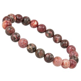Eledoro Genuine Gemstone Beads, Chakra Bracelet, PowerBead, Stretch Bead Bracelet, 8 mm, 17 centimeters, Gemstone, Leopard Jasper