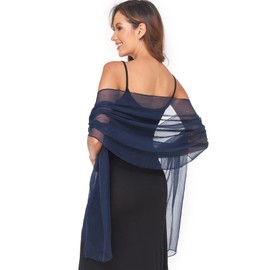 SURVODJA Women Shawls and Wraps for Evening Dress Lightweight Scarf Wedding Guest Shawl Wrap Bridesmaid Scarves(Navy Blue,79''×18'’)