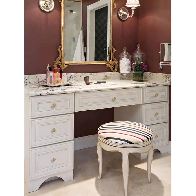 SORWDUERM 2 Pack Brushed Gold Cabinet Knobs Brass Kitchen Solid