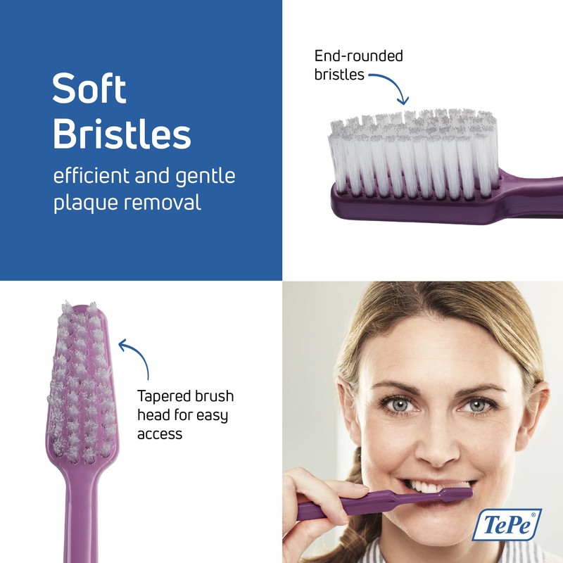 TePe Select Soft Toothbrush, Adult Soft-Bristle Toothbrush with Tapered Head