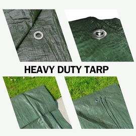 Green Tarpaulin Cover - 50gsm Thick - Waterproof, Weatherproof, Frost-Resistant, UV Protection, Universal, Multipurpose, Groundsheet, Camping, Boating, Hiking, Light Duty Sheet (1.5m x 6m)
