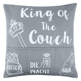 ARVOV King Cushion Cover, Women's Cushion Cover, Gifts for Girlfriend, Favourite Person Gift, Women Gift, Ladies (45 x 45 cm, King of The Couch)