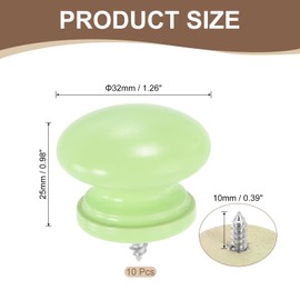 sourcing map 10Pcs Round Wood Drawer Knob, 1.26" x 0.98" Self-Tapping Solid Wood Handle Round Cabinet Knob Mushroom Shape Wooden Knobs for Furniture Dresser Wardrobe, Green