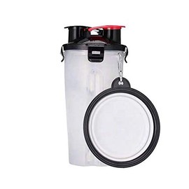 Emkay 2-in-1 Dog Water and Food Bottle | Dog Bowls for Traveling | Pet Food Container | Collapsible Dog Bowls | Outdoor Dog Water Bowls for Walking Hiking Travelling (White)