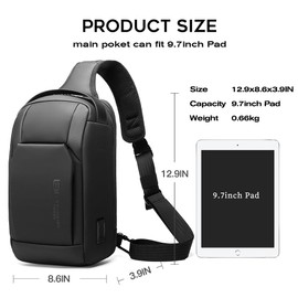 BANGE Fashion Sling Bag, Waterproof Shoulder bag, Crossbody Backpack for Men