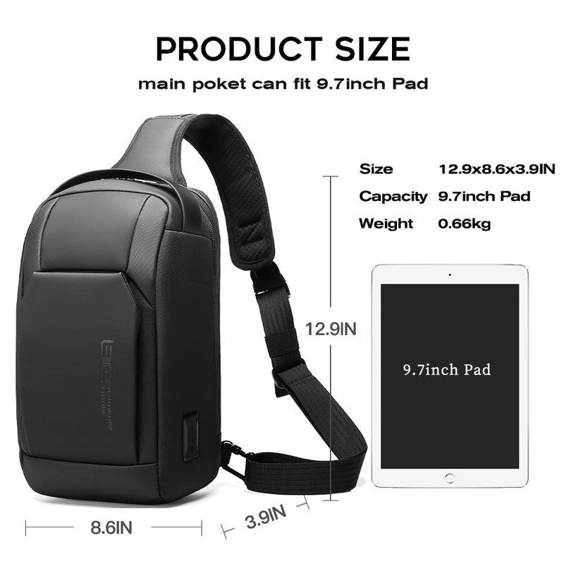 BANGE Fashion Sling Bag, Waterproof Shoulder bag, Crossbody Backpack for