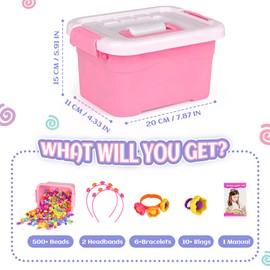 500+ Pcs Snap Pop Beads for Kids,Jewelry Making Kit DIY Arts and Crafts,Fun and Colorful Snap Lock Beads to Make Creative Hairbands Necklaces Bracelets Rings,Birthday Christmas Gift for Kids