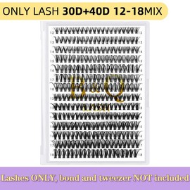 B&Qaugen 30D+40D Lash Kit l Natural Look Long Lasting Lashes Beginner Friendly Eyelashes with Bond&Seal Remover Extensions at Home Mother's Day Gift:_ONLY LASH 30+40 C-Curl 12-18MIX