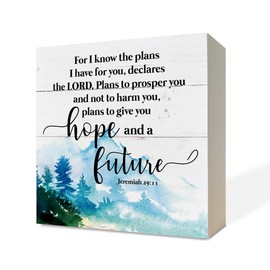 Christian Wood Signs, Bible Verse Jeremiah 29:11 - For I Know the Plans I Have For You, Box Sign Decor Tabletop, Christian Wooden Box Sign, Religious Home Decor, Encouragement Spiritual Gifts