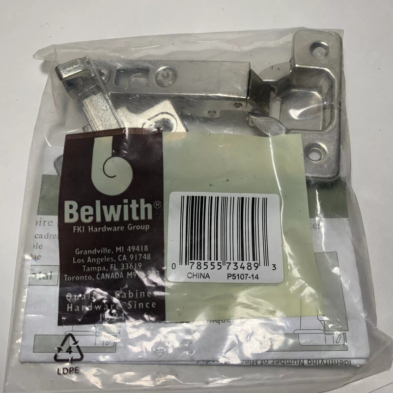 Belwith (2)100 Degree Euro Cabinet Hinge Full Overlay Concealed Base