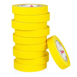 BOMEI PACK Yellow Painters Tape 1 Inch Bulk - Paint Tape 10 Rolls x 1 Inch x 55 Yards - Painter's Tape Yellow Masking Tape for Walls Painting, DIY Crafting, and School Projects, Total 550 Yards
