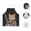 GTABVECT Japanese Samurai Cat Aprons Adjustable Aprons with Pockets Cooking