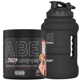 Applied Nutrition Bundle ABE Pre Workout 375g + JUG 2.5 LT Matt Black | All Black Everything Pre Workout Powder, Energy & Physical Performance with Creatine, Beta Alanine (Baddy Berry)